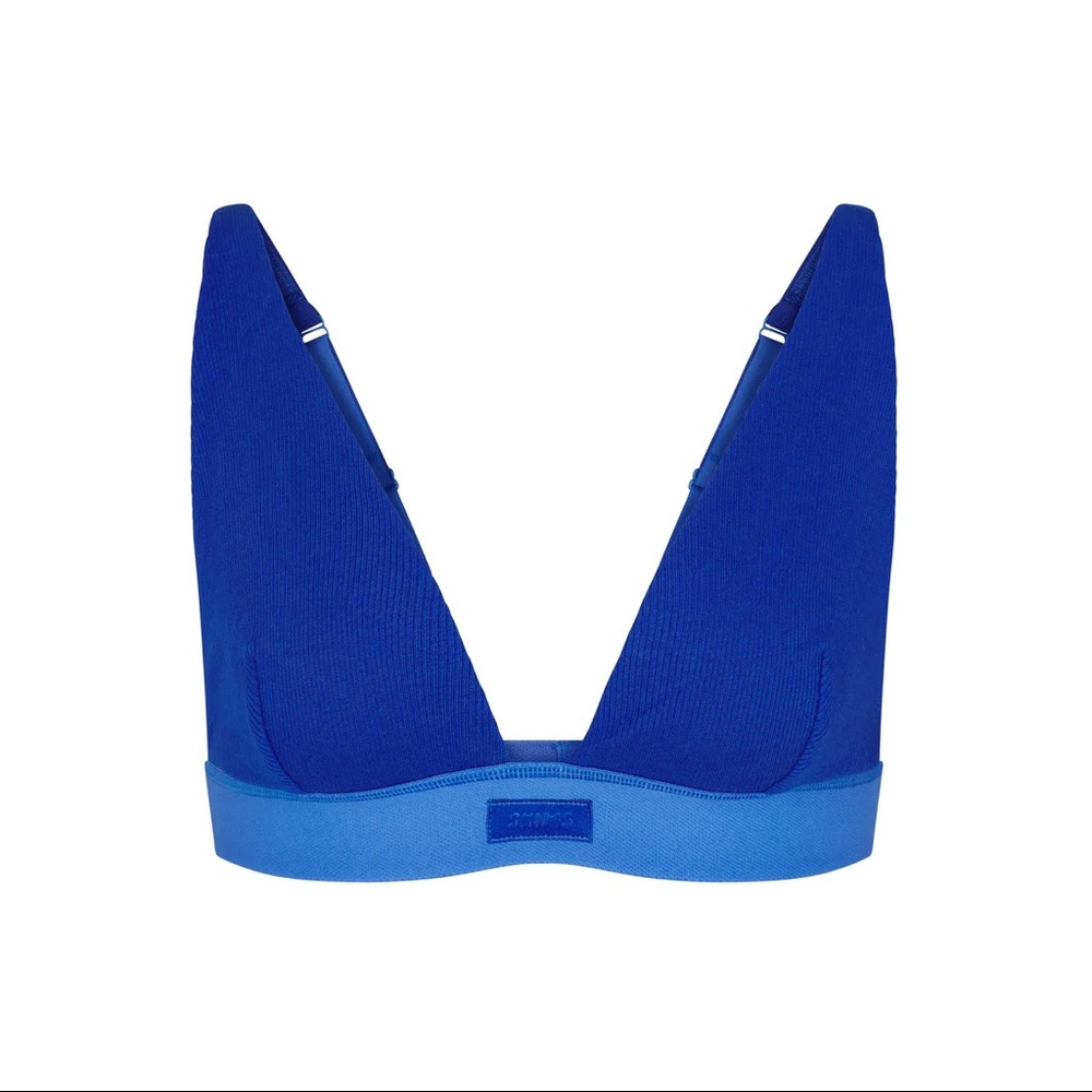 Skims Cotton Plunge Bralette Cobalt